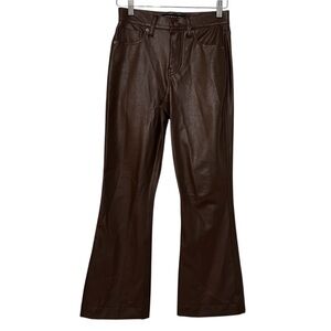 Veronica Beard Carson Ankle Kick Flare Pants Brown Faux Leather Size 25 Chic
